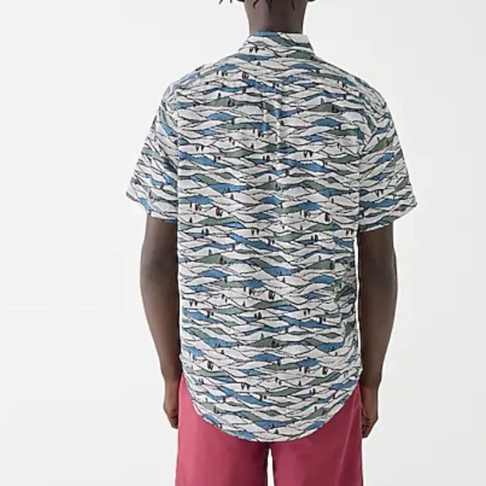 J Crew Short-sleeve‎ slub cotton shirt L Nwt see actual photo can’t find stock